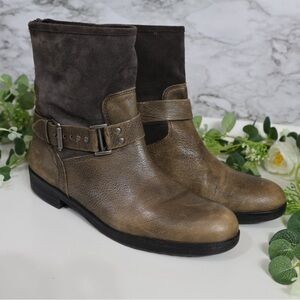 Franco Sarto brown belted leather/suede booties size 10M